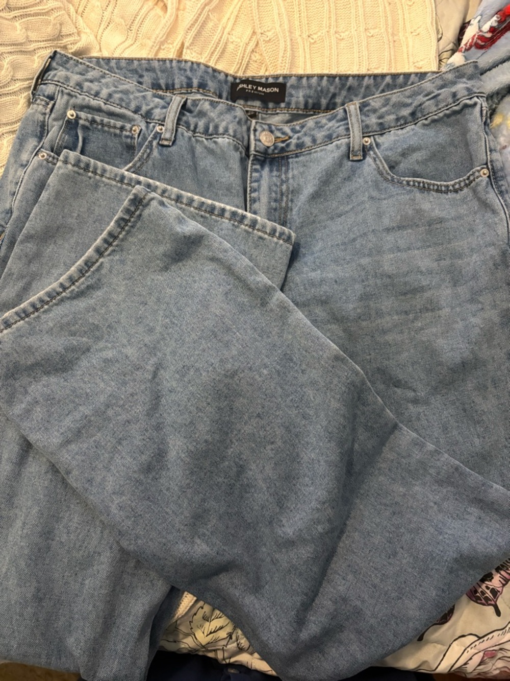 Ashley Mason Light Blue Boyfriend Jeans - Relaxed High Waist